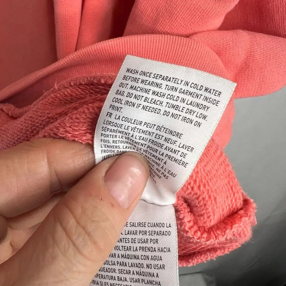 American Eagle Coral Pink Hoodie Kangaroo Pouch Sweatshirt Size LG - Picture 9 of 10